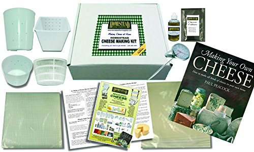 Homestead Cheese Making Kit for Hard & Soft Cheese & Book - with 4 Cheese Moulds