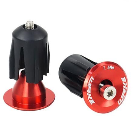 CYSKY Bike Handlebar End Plugs Bar Caps 1 Pair Bicycle Handlebar Grips Bar End Cap for Most Bicycle, Mountain Bike, Road Bike, MTB, BMX (Red)