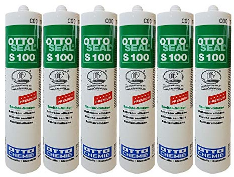 Sparset 6x Otto S100 Sanitär Fugen Silikon Bad Dusche Küche pilzhemmend und dauerelastisch 300ml fugengrau