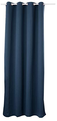 Laneetal Verdunkelungsgardine mit Ösen, Vorhang Blickdicht, Verdunklungsvorhang, Thermovorhang für Schlafzimmer, Gardine Lichtundurchlässig, Ösenschal, Ösenvorhang, Dunkelblau, 135x225 cm, 1 Stück
