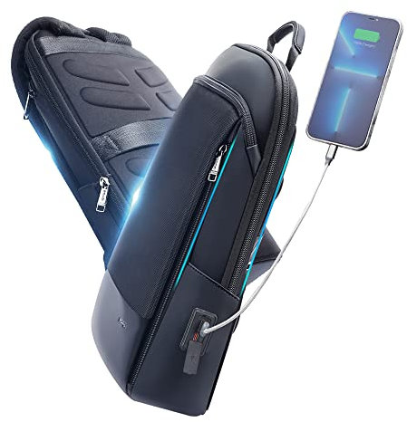 BOPAI Mochila Antirrobo para Portátiles 15-15,6 Pulgadas, USB Ultraligera Impermeable Delgada para Negocios, Ejecutivo, Oficina, Trabajo, MacBook - Hombre/Mujer - Negro