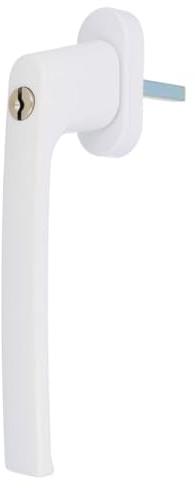 Premium Aluminium Fenstergriff für Terrassen-, Kipp- und Schiebetüren - abschließbar, Farbe:Weiß RAL 9016, Stiftlänge:45mm