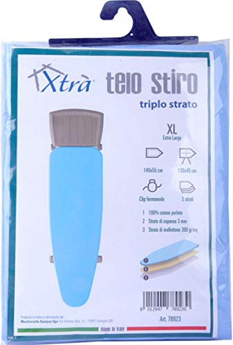 XTRA Telo per ASSE da Stiro in Cotone Triplo Strato 130x50 cm