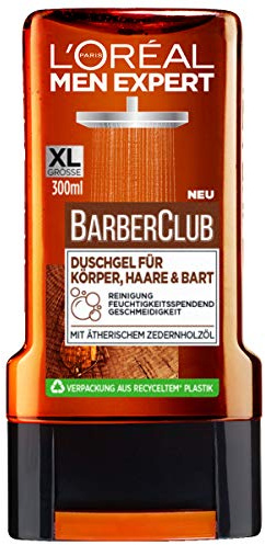 L'Oréal Men Expert Gel douche pour homme, pour nettoyer le corps, les cheveux et la barbe, Barber Club, 1 x 300 ml