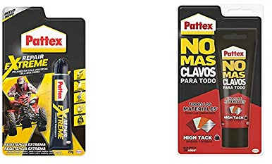 Pattex Repair Extreme, pegamento multiusos que no contrae, pegamento resistente a las vibraciones + No Mas Clavos Para Todo HighTack Adhesivo de montaje resistente a temperaturas extremas