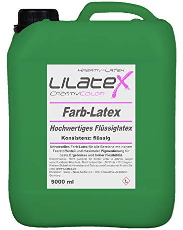 5 Liter Lilatex farbiges Flüssiglatex/Farblatex/Latexmilch - dünnflüssiges Naturlatex in HELLGRÜN