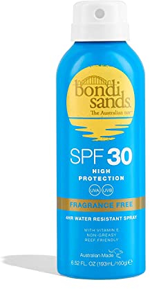 Bondi Sands Fragrance Free Sunscreen Aerosol Mist SPF 30 | Non-Greasy Broad Spectrum Formula Moisturises, Soothes, and Protects Skin, Water Resistant Up To 4 Hours, Vegan + Cruelty Free | 160g/5.64 Oz