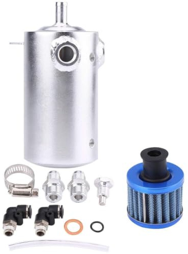 Réservoir de Récupération Dhuile, Yctze Réservoir de Récupération Dhuile de Moteur de Voiture Universel en Aluminium 0.5L Peut Filtre de Reniflard de Réservoir(argentI-A0409) pourrécupérateur d'huile