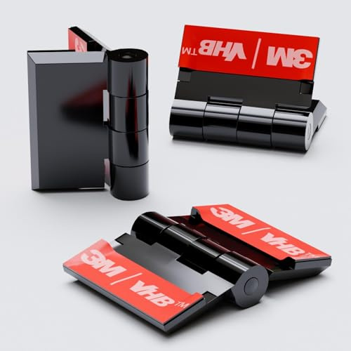 10x Black Acrylic Piano Hinges - No Glue Required. Self Adhesive, Black Plastic 24mm