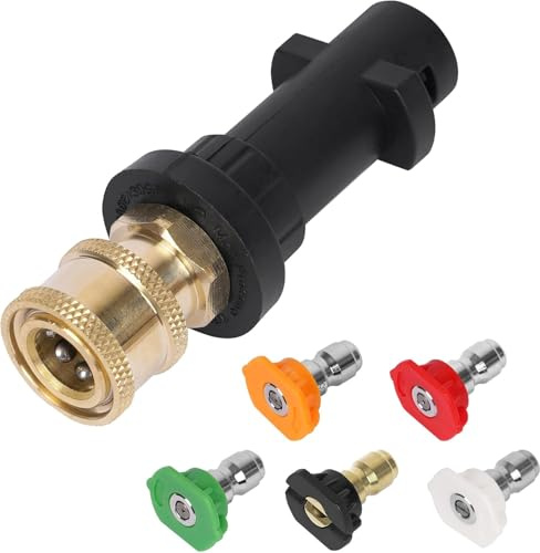 Fai Top Hochdruckreiniger Pistolenadapter mit 5 Schnellanschluss Düsen,Bajonettadapter Einlass,1/4Zoll Schaumkanone Schaumdüse,Schnellkupplungsanschluss Schaumlanze Spender für Karcher K-Serie