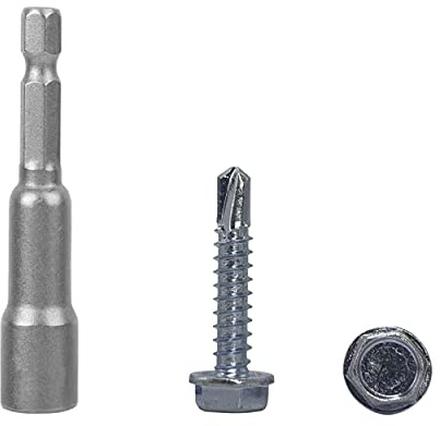 Marcopol Lot de 200 vis autoforeuses DIN 7504K en acier zingué 4,8 x 25 mm pour tôle - Vis à tôle auto-foreuse à tête hexagonale - Vis auto-taraudeuses (200, 4,8 x 25 mm), Argenté.