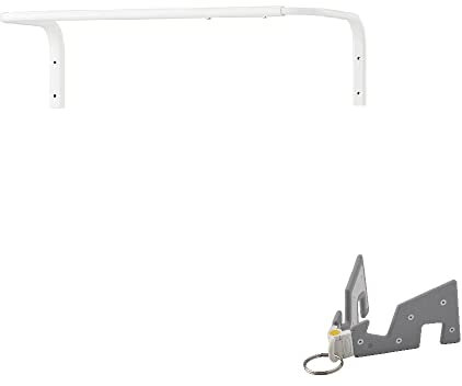 I-K-E-A Mulig Wall Mounted Clothes Rail Adjustable Bar Hanging Rack White 60-90cm + Free Mobile Phone Holder & Key Chain