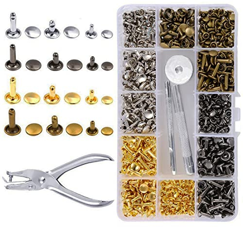 LIMEOW 1 Satz von 180 Stück 12mm, 8mm, 6mm ledernieten nietenzange Set Leder Werkzeug nietenzange Nieten Set hohlnieten schraubnieten ösenzange gürtel Nieten Für DIY Leder Handwerk Hand nähen