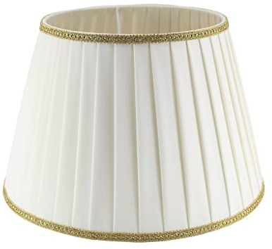 Paralume classico Impero in tessuto Plissettato Pongè Avorio con Passamaneria 10 - per lampada da tavolo, comodino - Artigianale Made in Italy - D.45 cm Attacco E27