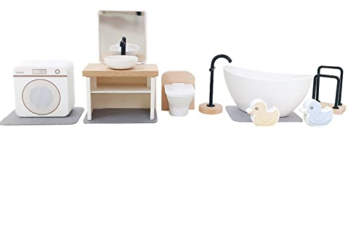 Surakey Ensemble de meubles de maison de poupée miniature en bois - Accessoires de meubles de poupée - Meubles de poupée - Pour cuisine, salle à manger, salon, chambre d'enfant, chambre à coucher,
