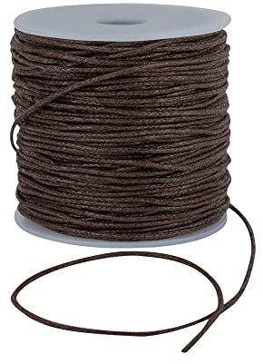 1mm Waxed Cord for Bracelet and Necklace Making - Durable Macrame Cord, Scoobies Strings, and Leather Necklace Cord - Perfect Bracelet String for Beads and Friendship Bracelets String - (Brown,5m)
