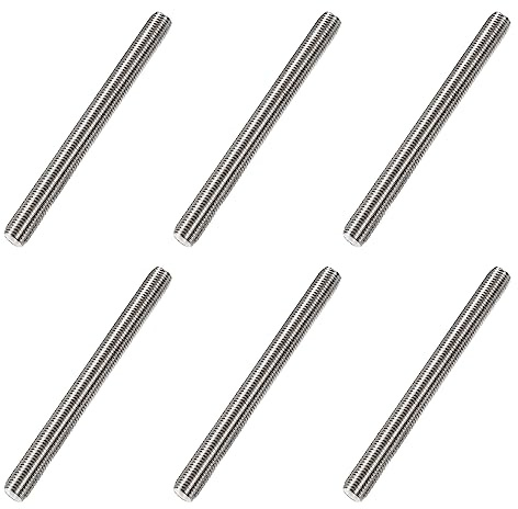 QUARKZMAN M8 x 120mm Vollgewinde Bolzen x 6Stk 304 Edelstahl Silberton | Stab Stangenbolzen Rechte Handgewinde für Holzbearbeitung
