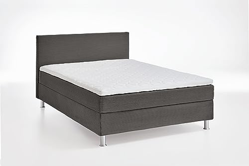Atlantic Home Collection Boxbett inklusive Rost und H3 Federkernmatratze, TFK, Dunkelgrau, 140 x 200 cm