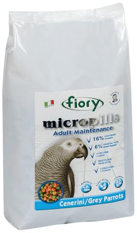 Johnston and Jeff - Fiory MicroPills Cold Pressed Pellets - African Grey Parrot Food 1.4kg