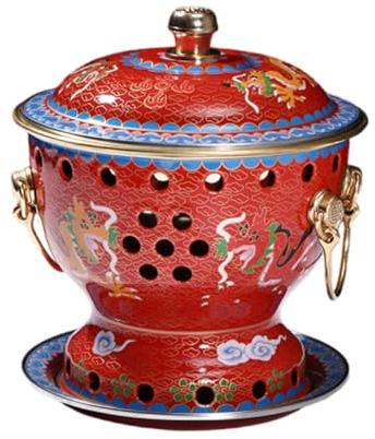 VIDECOR Einzelne Person, Kleiner Kupfertopf, Alter Pekinger Kleiner Dicker Kuh-Hot Pot, Chinesischer Traditioneller Cloisonné-Hot Pot, Kommerzieller Alkoholanteil, Roter Kupfer-Hot Pot,D