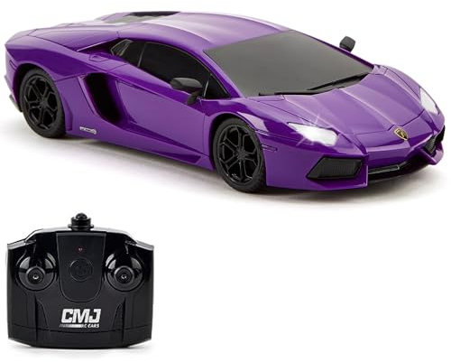CMJ RC Cars Lamborghini LP700-4 Voiture télécommandée sous Licence Officielle Échelle 1:24 Lumières de Travail 2,4 GHz Excellent Jouet pour Enfants (Violet)