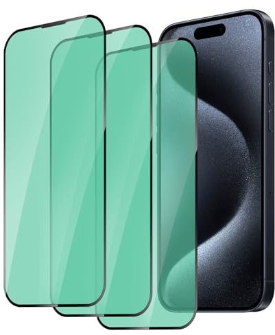 DYNASCO 3 Pezzi Pellicola Protettiva per iPhone 15 Pro Max, Anti Luce Blu Vetro Temperato Protezione Schermo per iPhone 15 Pro Max 6,7 - Luce Verde Protezione Gli Occhi, Anti-Graffio, Anti-Impronte