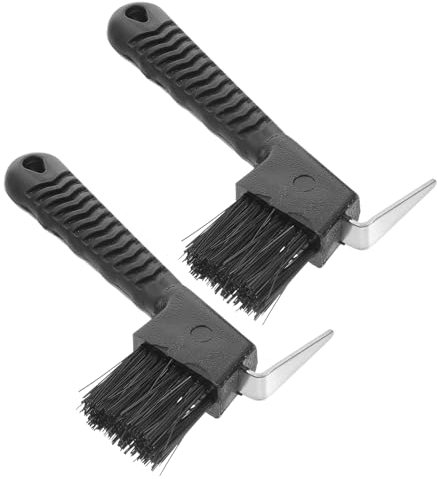 SEWOART 2pcs Horse Hoof Pick Brush Plastic Handle, Professional Horseshoe Cleaner and Equestrian Tool for Stable Hoof Grooming and Cleaning Random Color