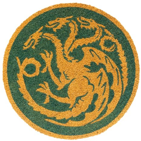 Grupo Erik House of the Dragon Fußmatte Schmutzfangmatte 50x50 Geschenke | Kokosmatte 50x50 cm - Rund Fussmatte außen & innen Lustig - Fußabtreter Rutschfest Türmatte Game of Thrones Fanartikel Merch