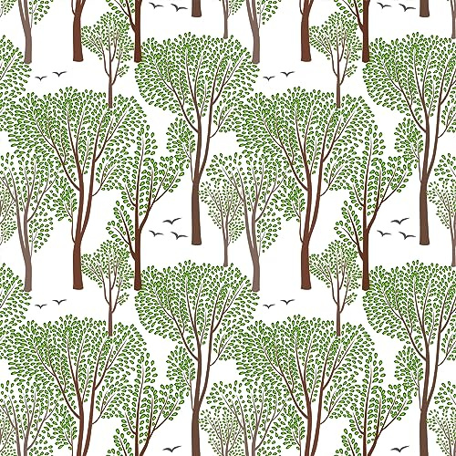 VEELIKE Fototapete Wald Tapete Baum Grün Tapete Waldland Dschungel Tapete Blätter Tropische Mustertapete 44.5cm x 300cm Wand Dekoration Schlafzimmer Möbelfolie Selbstklebend Wandtapete Badezimmer