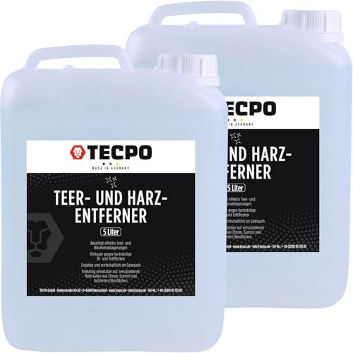 TECPO 2 solventi per catrame e resina, 5 litri di colla per rimuovere il catrame bitume, solvente per grasso in resina