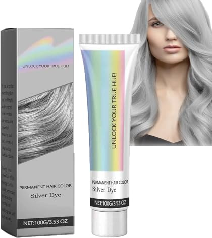 2024 Natürliche Silbergraue Haarfärbecreme, Grauhaarfärbecreme für Alle Haartypen - Unisex Naturhaarfärbecreme in Silber/Hellgrau (1 Stück, 100ml)