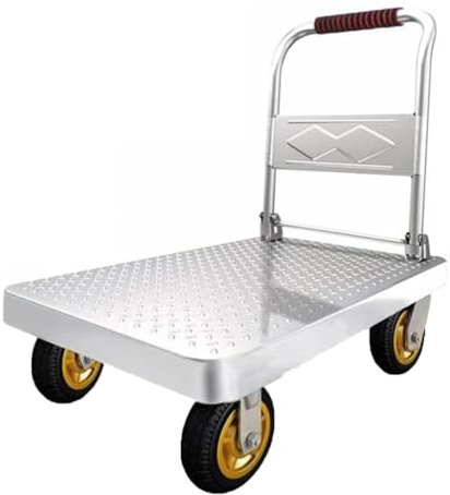Coolpleasant Klappbarer Plattformwagen Faltbarer Plattformwagen Transportwagen Rollwage Handwagen Stahl Strapazierfähiger Beweglicher Flachbett-Handwagen für Lebensmittel, Garage, Lager(Size:73x48cm)