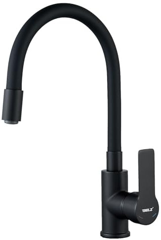 BELZ Grifo Cocina Giratorio 360°, Grifos Cocina Fregadero, Grifo Cocina Flexible, Caliente y Fria Agua, Negro