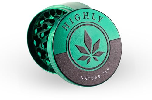 HIGHLY Premium Grinder Crusher – Kräutermühle - für Tabak, Spice, Kräuter, Gewürze, Herb, Kaffee, Ø 55mm, 4-teiliges Set inkl. Pollen Scraper