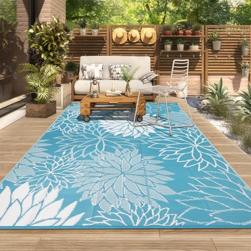 SHACOS Tapis Extérieur Imperméable pour Terrasse 240x300cm Tapis Balcon Exterieur Resistant Pluie en Plastique Tapis de Sol Exterieur Pliable Réversible pour Jardin, Porche, Plage, Camping Car