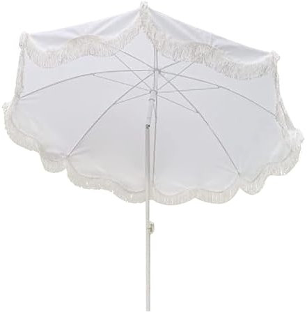 Parasol de plage, parasol inclinable blanc de 200 cm, grand parasol de camping en plein air, portable, accessoires de photographie de voyage, parapluie romantique, magnifique parasol de patio, parasol