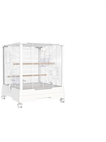 GLigeT Vogelvoliere Vogelkäfig aus Metall, weiß, quadratisch, Zuchtkäfig, Zuchtkäfig, Heimvogel, einstöckig, Zierkäfig Papageienkäfig