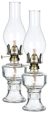 Petroleumlampe, Petroleumlampe Laterne 13 Zoll große Vintage klare Öllampen 2er-Pack für den Innenbereich Klassische Glaskammer Ölbrennlaterne Notbeleuchtung für die Heimdekoration alte Butterlampe