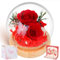 BoriYa Rose Eternelle - Cadeaux Femme,Cadeau Fete des Meres,Fleur Eternelle Maman,Roses Eternel sous Cloche avec Lumière LED, Rose Stabilisée en Verre avec Carte de vœux en 3D pour Anniversaire Femme