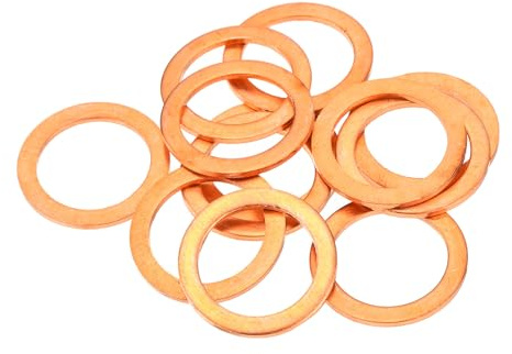 QUARKZMAN 12 Pièces Rondelles Plates en Cuivre, Rondelles d'Écrasement Plates Métriques en Cuivre Amélioré, 19x26x1.5mm, pour Raccords Hydrauliques Vis Écrou Réparation Électronique
