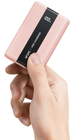VRURC Power Bank, Powerbank 20000mAh Klein & Tragbar, 22,5W Schnellladen | USB-C Externer Akku mit QC & PD 3.0, 3 Eingängen & 4 Ausgängen, LED Display, Powerbank für iPhone Samsung Huawei iPad