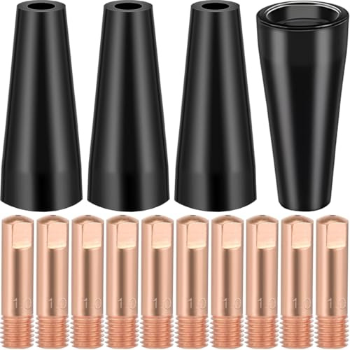 EATBALE 14AK 15AK Gasless Nozzles, Contact Tips(1.0mm 0.039) Accessories Set for MIG MAG Welding Torch MB14 MB15 Airless Nozzle Conductive Tip Welding Gun Replacement Parts 14 Pcs