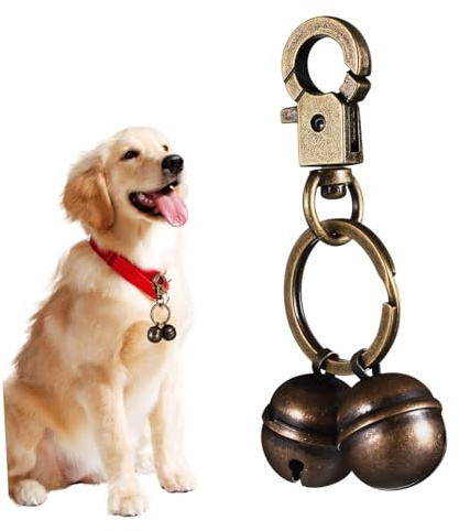 Toyvian Clochettes pour Chien en Laiton Mousqueton Robuste, Lot De 2 Cloches Anneau Porte-clés, Accessoire Collier pour Chasse Et Dressage, Usage Extérieur, Animaux De Compagnie