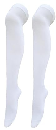 GTYARYUA Halloween Overknees, Thigh Highs Volltonfarbe, Overknee Strümpfe Damen, Overknees Strümpfe Damen mit Gummizug, für Den Alltag und Halloween, Karnevalsparty-Rollenspiele (Weiß)