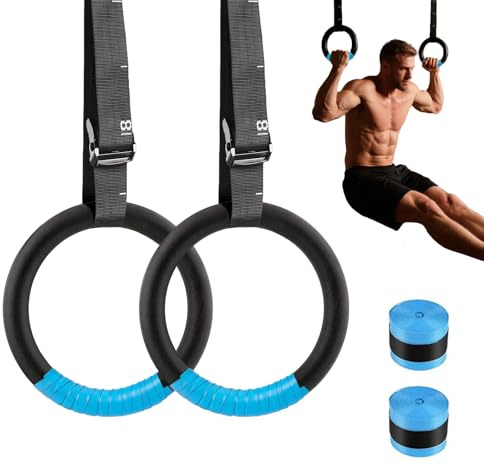Turnringe Gym Rings – Verstellbare Gymnastikringe aus robustem ABS, rutschfeste Turnringe Outdoor mit Markierungen, Calisthenics Ringe für Klimmzug, Home Workout, Krafttraining Indoor & Outdoor