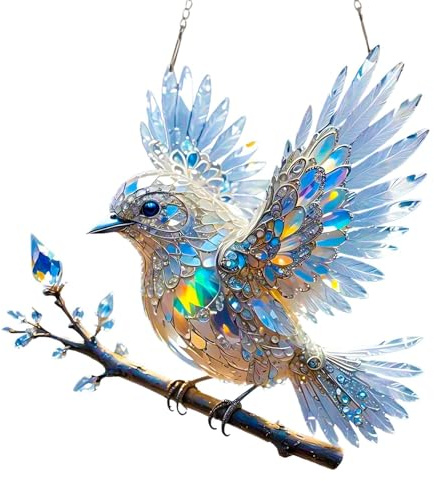 Sonnenfänger aus gebeiztem Acryl, Vögel auf Ast, Kolibri, Fensterpaneel, hängende Dekorationen, Vogelornament, Vogelliebhaber, Mutter auf Ast, Sonnenfänger