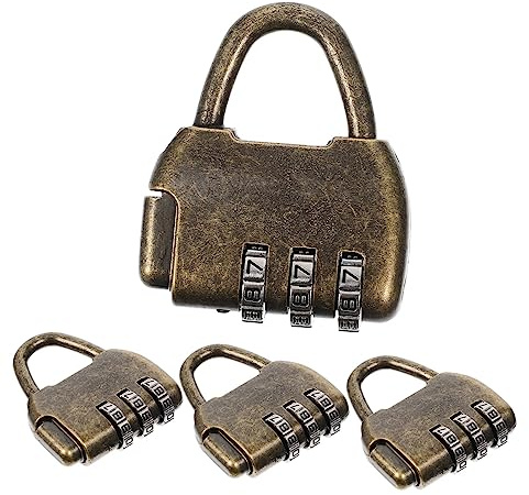 Homoyoyo Vintage Combination Padlocks with Retro Antique Style 4pcs Lightweight Zinc Alloy Digit Password Locks for Suitcase Baggage and Cabinet Security
