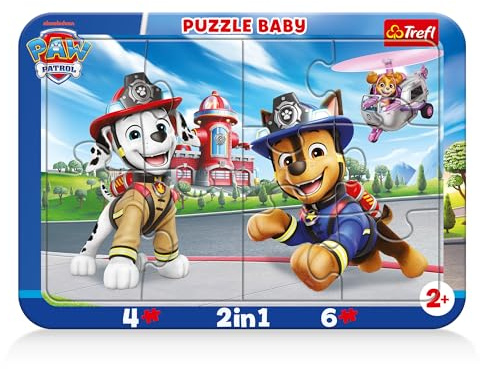 Trefl - Rahmenpuzzles Baby Hündchen, Paw Patrol, 2+ | Puzzles für Kleinkinder, 2-in-1, Rahmen und stabile Unterlage, Förderung von Konzentration und Beobachtungsvermögen