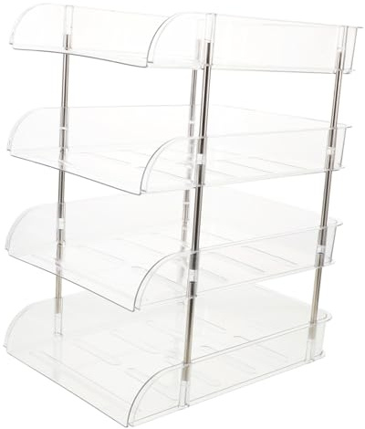 DOITOOL Scaffale per Scrivania in Trasparente Organizer per Libri e Documenti Vassoio Portaoggetti Impilabile Divisore per Bollette e Posta Organizzatore Verticale per Studio