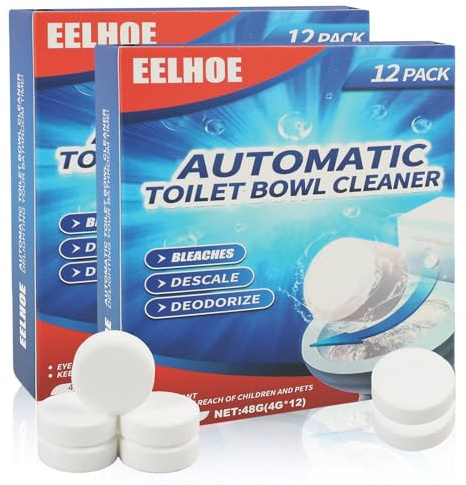 24 PCS WC Reiniger Tabs – Extra Stark gegen Urinstein & Kalk, Toilettenreiniger Tabs für Spülkasten & Toilettenschüssel, mit Frischem Duft & Automatischem Schaum